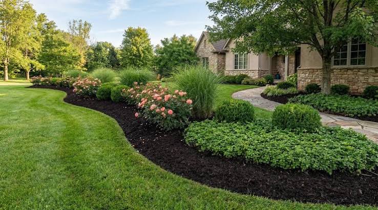 Fresh mulch and flower bed cleanup by Wayne’s Landscaping